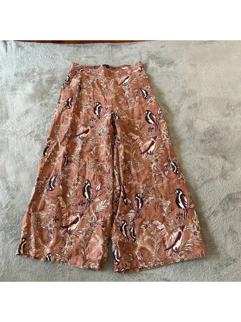 Tahari 100% Linen Tropical Wide Leg Pull On Pants Women's MEDIUM